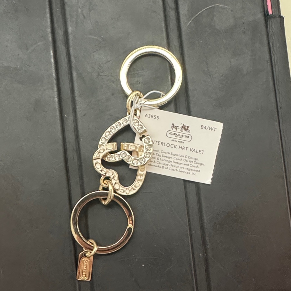 Coach Gold and Silver Heart Keychain
